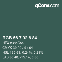 カラーコード: RGB 56.7 92.6 84 | qconv.com