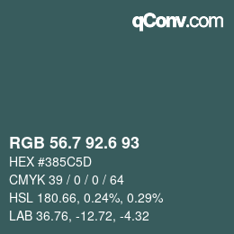 カラーコード: RGB 56.7 92.6 93 | qconv.com