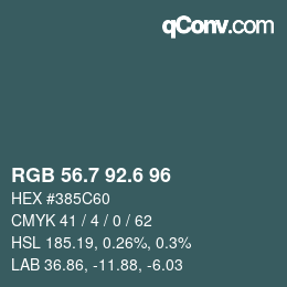 カラーコード: RGB 56.7 92.6 96 | qconv.com