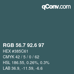 カラーコード: RGB 56.7 92.6 97 | qconv.com