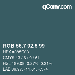 カラーコード: RGB 56.7 92.6 99 | qconv.com