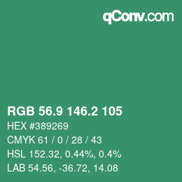 カラーコード: RGB 56.9 146.2 105 | qconv.com