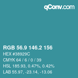 Color code: RGB 56.9 146.2 156 | qconv.com
