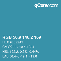 カラーコード: RGB 56.9 146.2 169 | qconv.com