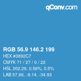 Color code: RGB 56.9 146.2 199 | qconv.com