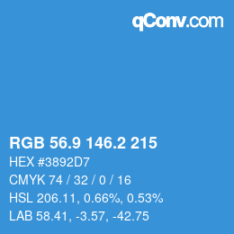 カラーコード: RGB 56.9 146.2 215 | qconv.com