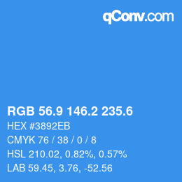 カラーコード: RGB 56.9 146.2 235.6 | qconv.com
