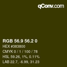 カラーコード: RGB 56.9 56.2 0 | qconv.com