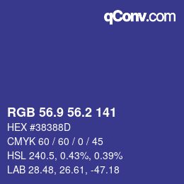 カラーコード: RGB 56.9 56.2 141 | qconv.com