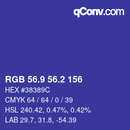カラーコード: RGB 56.9 56.2 156 | qconv.com