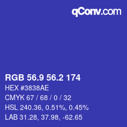 カラーコード: RGB 56.9 56.2 174 | qconv.com