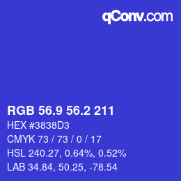 カラーコード: RGB 56.9 56.2 211 | qconv.com