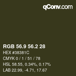 カラーコード: RGB 56.9 56.2 28 | qconv.com