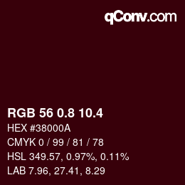 カラーコード: RGB 56 0.8 10.4 | qconv.com