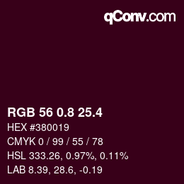 カラーコード: RGB 56 0.8 25.4 | qconv.com