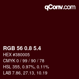 カラーコード: RGB 56 0.8 5.4 | qconv.com