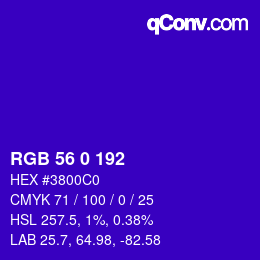 Color code: RGB 56 0 192 | qconv.com