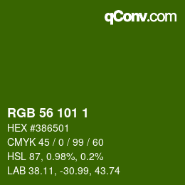 Farbcode: RGB 56 101 1 | qconv.com