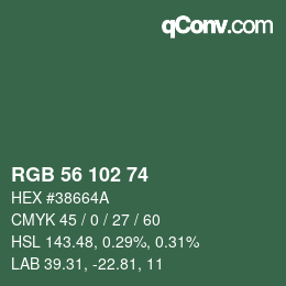 Farbcode: RGB 56 102 74 | qconv.com