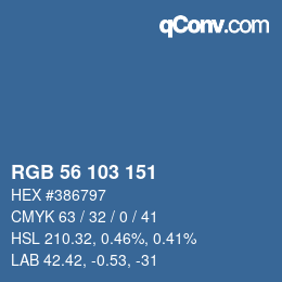 Color code: RGB 56 103 151 | qconv.com