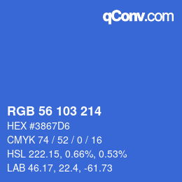 Color code: RGB 56 103 214 | qconv.com