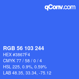 Color code: RGB 56 103 244 | qconv.com