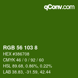 カラーコード: RGB 56 103 8 | qconv.com