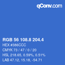 カラーコード: RGB 56 108.8 204.4 | qconv.com