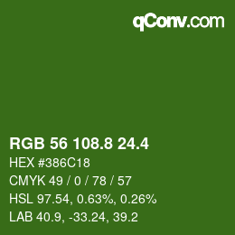 カラーコード: RGB 56 108.8 24.4 | qconv.com