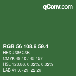 カラーコード: RGB 56 108.8 59.4 | qconv.com