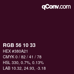 Farbcode: RGB 56 10 33 | qconv.com