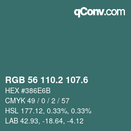 カラーコード: RGB 56 110.2 107.6 | qconv.com