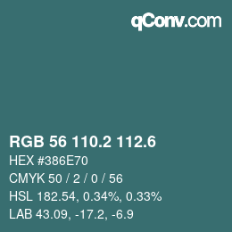 カラーコード: RGB 56 110.2 112.6 | qconv.com