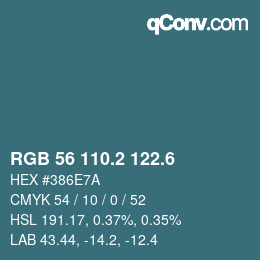 カラーコード: RGB 56 110.2 122.6 | qconv.com
