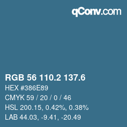 カラーコード: RGB 56 110.2 137.6 | qconv.com