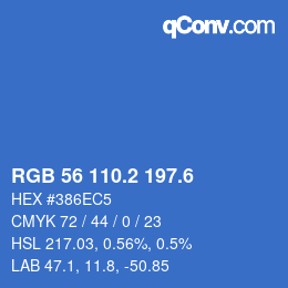 カラーコード: RGB 56 110.2 197.6 | qconv.com