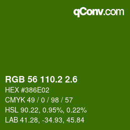 カラーコード: RGB 56 110.2 2.6 | qconv.com