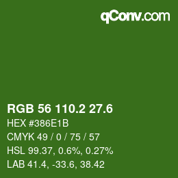 カラーコード: RGB 56 110.2 27.6 | qconv.com