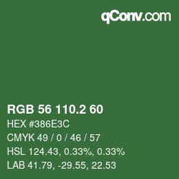 カラーコード: RGB 56 110.2 60 | qconv.com