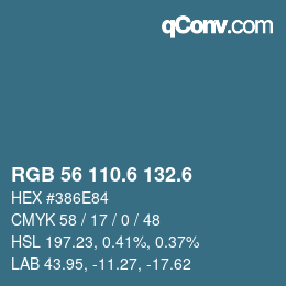 カラーコード: RGB 56 110.6 132.6 | qconv.com