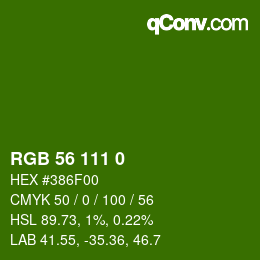 Color code: RGB 56 111 0 | qconv.com