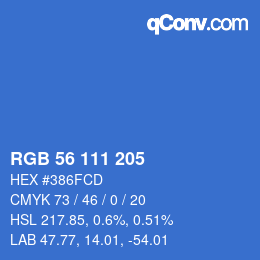 Color code: RGB 56 111 205 | qconv.com