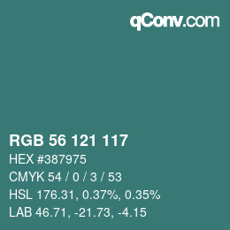 Color code: RGB 56 121 117 | qconv.com