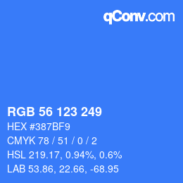 Color code: RGB 56 123 249 | qconv.com