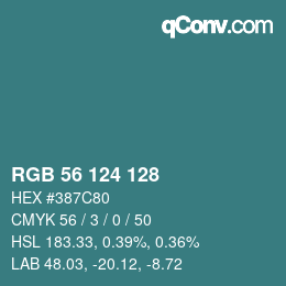 Color code: RGB 56 124 128 | qconv.com