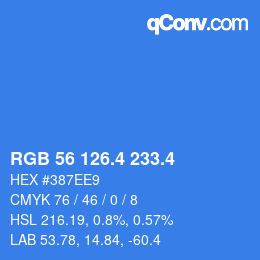 カラーコード: RGB 56 126.4 233.4 | qconv.com