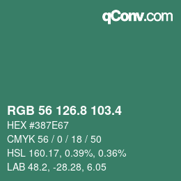 カラーコード: RGB 56 126.8 103.4 | qconv.com