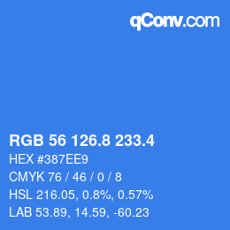 カラーコード: RGB 56 126.8 233.4 | qconv.com