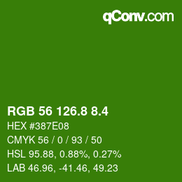 カラーコード: RGB 56 126.8 8.4 | qconv.com