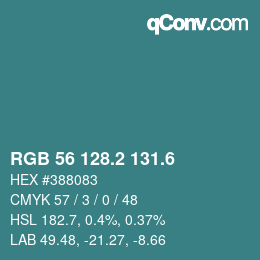 カラーコード: RGB 56 128.2 131.6 | qconv.com